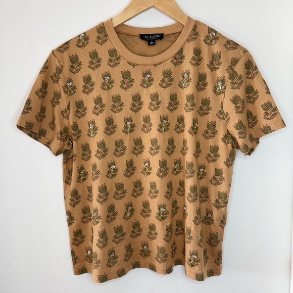 J. Crew Other - J Crew Collection embellished tonal tulip block print Jersey Top Women’s Small